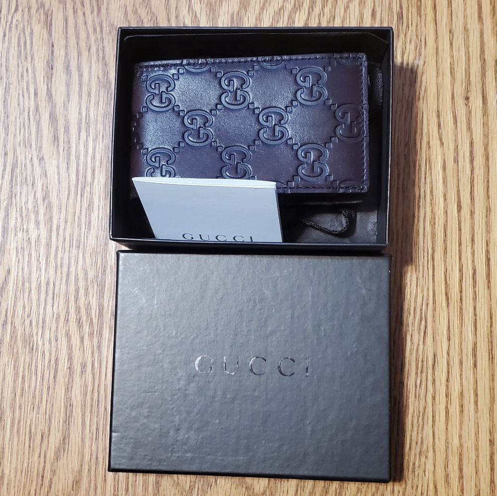 NEW GUCCI Monogram Leather Micro Bag Shoulder Strap Brown Leather from pNeimans - Picture 7 of 11